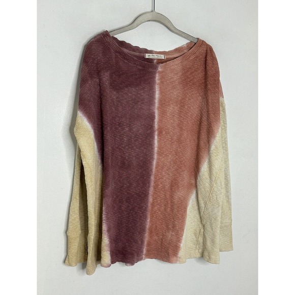 We The Free Top Oversized Tie-Dye Women's Ribbed Dolman Long Sleeve Sz M - Picture 2 of 7